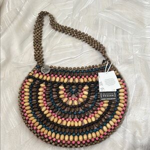 The Sak Brown and Pink Shoulder Bag with Bohemian Design